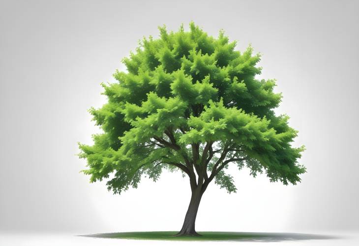 Clean Green Tree Isolated on White Background Perfect for Digital Art and Nature Themed Projects