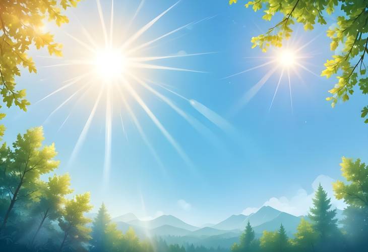 Clear Summer Sky with Glorious Sun and Sparkling Lens Flare