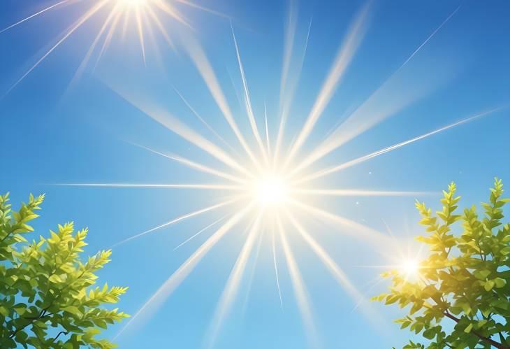 Clear Summer Sky with Glorious Sun and Sparkling Lens Flare