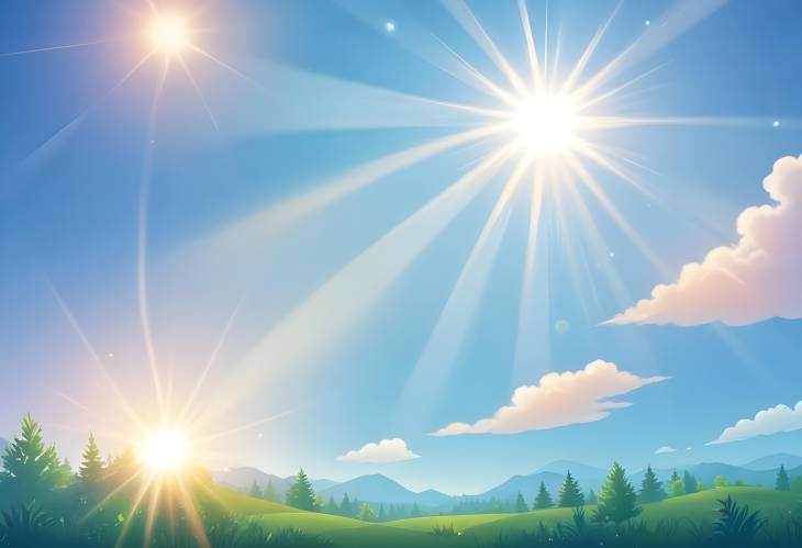 Clear Summer Sky with Glorious Sun and Sparkling Lens Flare