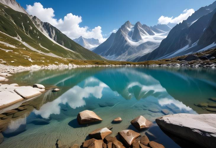 Clear Waters and Stunning Reflection of Monte Bianco at Chesery Lake