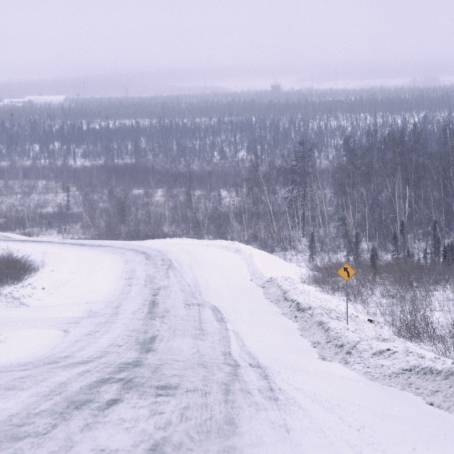 Cleared Ice Road on Mackenzie River, Inuvik Area