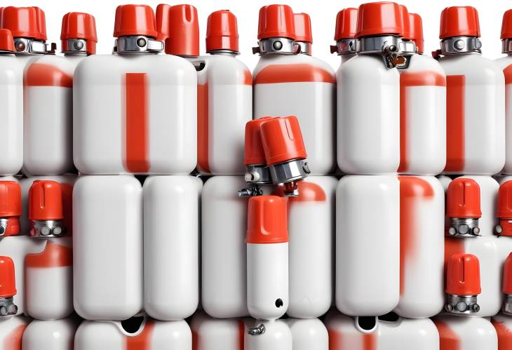 Clipping Path LPG Gas Bottle with Lighters Holder Isolated on White Background