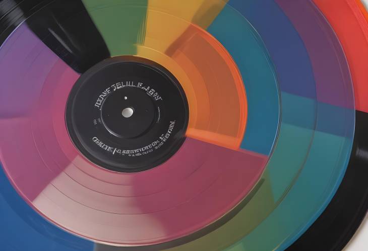 Close Up of a Colorful Vinyl Record Capturing Musical Art