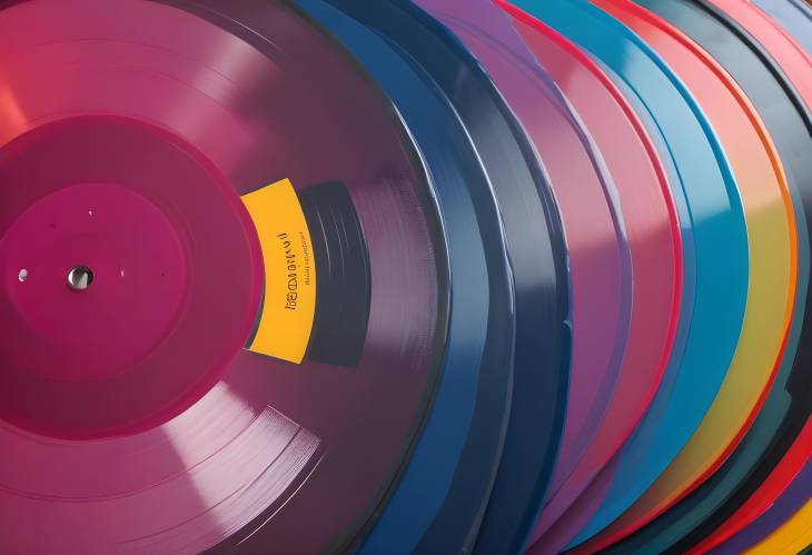 Close Up of a Colorful Vinyl Record Capturing the Details