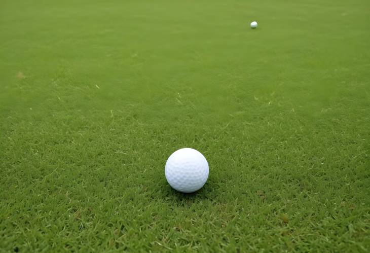 Close Up of a Golf Ball on Green Lawn  Ideal for Golfing and Sports Photography