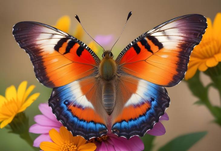 Close Up of a Gorgeous Butterfly on a Flower Delicate Wings and Bright Colors in Nature