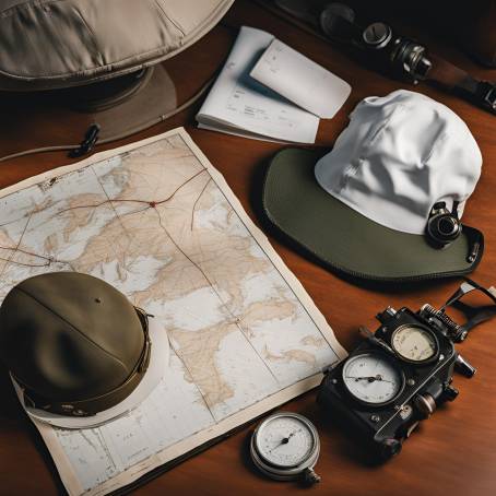 Close Up of Airplane Pilot Equipment Flight Log, Hat, Weather Map, and Preflight Document