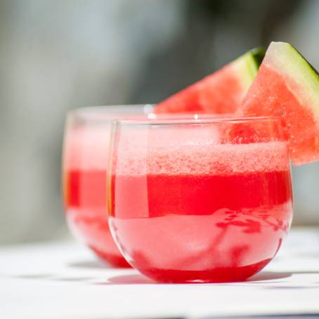 Close Up of Fresh Watermelon Juice and Smoothie for a Chilled Summer Drink