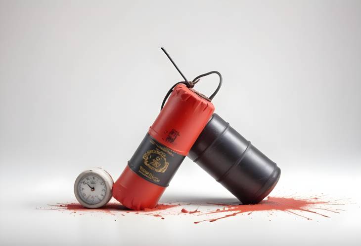 Close Up of Isolated Dynamite Bomb with Timer on White Background Ideal for Safety Analysis