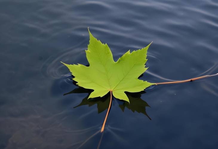 Close Up of Leaf on Water Capturing Natures Simple Elegance