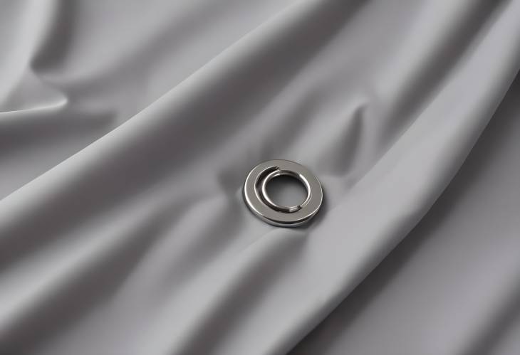 Close Up of Metal Grommet on Grey Raincoat Fabric with Fashionable Design