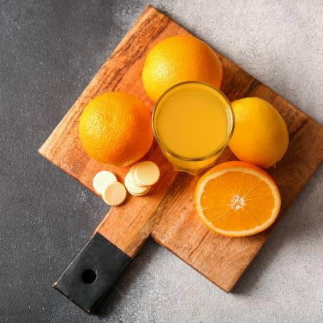 Close Up of Orange Vitamin C Dissolving with Bubbles in Water