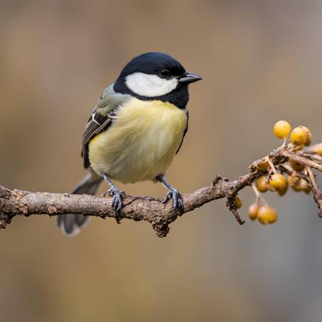 Close Up of Parus Bird on Twig  Intricate Details of Avian Nature