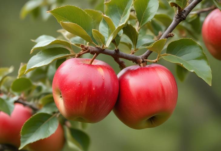 Close Up of Red Apple on Tree Branch Natural Beauty and Freshness Captured