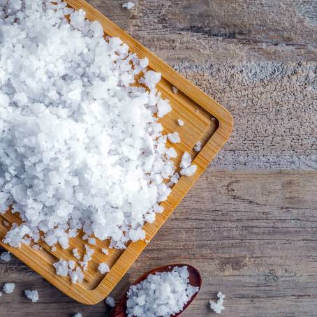 Close Up of Salt Crystals on a White Background