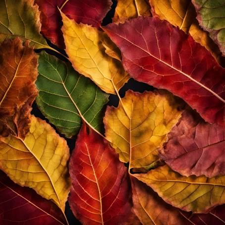 Close Up of Vibrant Autumn Dry Leaf Texture