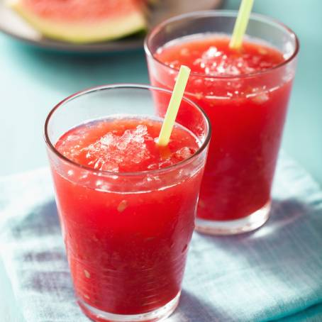 Close Up of Vibrant Watermelon Smoothie and Juice for a Refreshing Summer Beverage