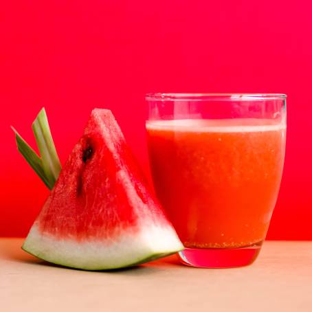 Close Up of Watermelon Smoothie and Juice Refreshing Summer Beverage