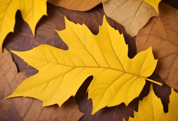 Close Up of Yellow Autumn Leaf Highlighting Natures Seasonal Colors and Textures