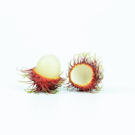 Close Up View of Rambutan Isolated on a Crisp White Background