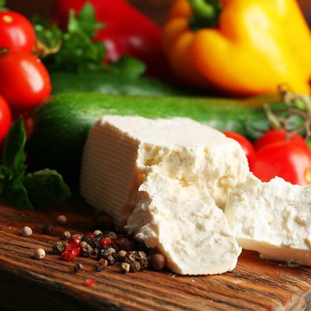 CloseUp of Cheese and Tomatoes on Wood Desk