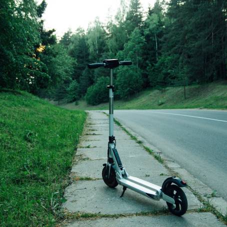 CloseUp of Electric Scooter Urban Eco Transport Revolution