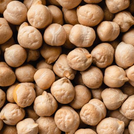 CloseUp of Pile of Chickpeas on White Background