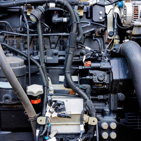 CloseUp of Powerful Modern Car Engine in Riga