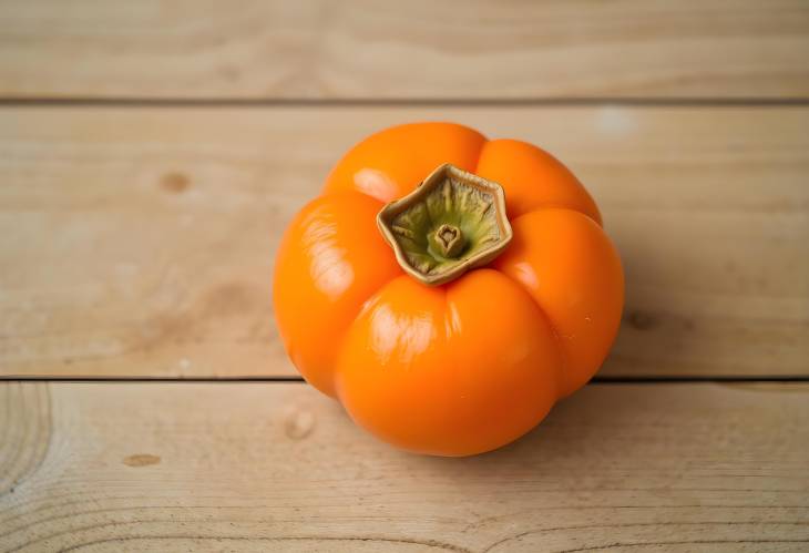 Closeup of ripe persimmon on wooden background, locally known as dateplum or Sharon fruit