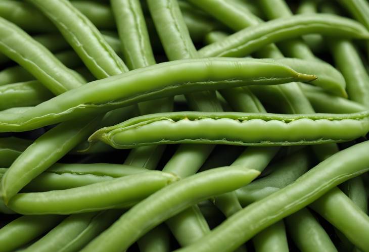 CloseUp of Washed Fresh Green Beans A Macro View of Crisp Vegetables