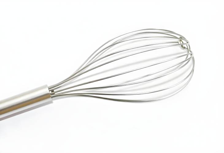 CloseUp View of a Stainless Steel Whisk