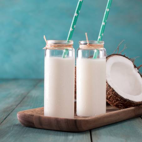 Coconut Vegan Milk Bottles with Minimalist Packaging