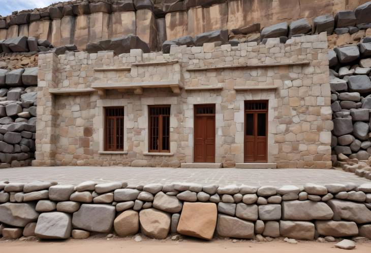 Colonial Facade with Quarry Stone Semi Desert House Design and Architecture