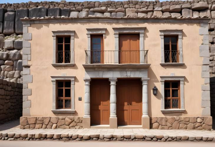 Colonial Style House with Quarry Stone Facade SemiDesert Architecture and Design