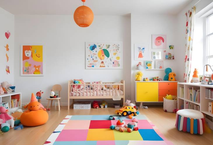 Colorful and Energetic Childrens Room with Bright Toys and Decor