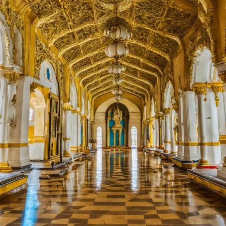 Colorful and Historic Interior of Mysore Palace, Karnataka A Royal Treasure of India