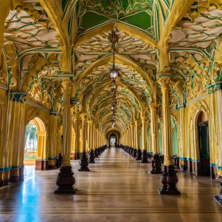 Colorful and Historical Interior of Mysore Palace, Karnataka A Royal Indian Gem