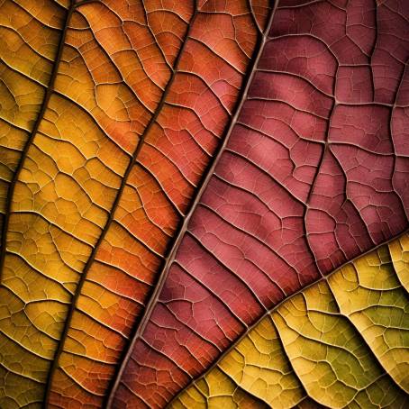 Colorful Autumn Leaf Macro with Rich Texture and Details