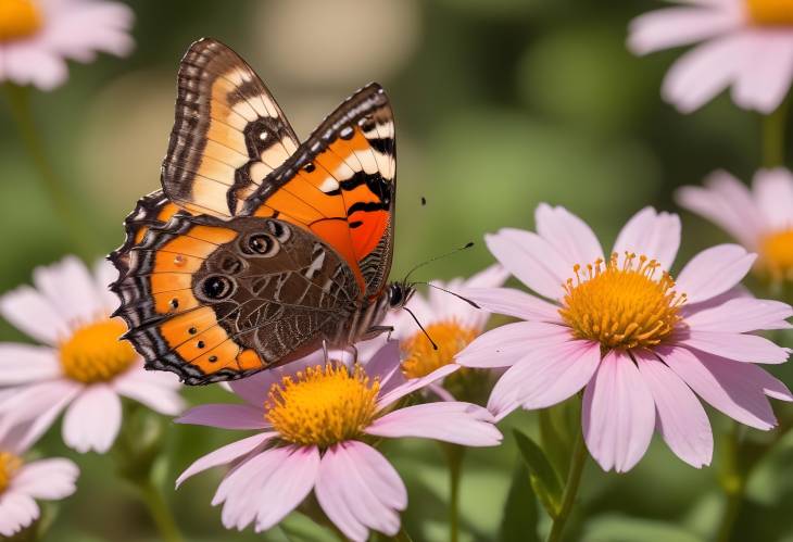 Colorful Butterfly on a Sunlit Flower Natures Beauty