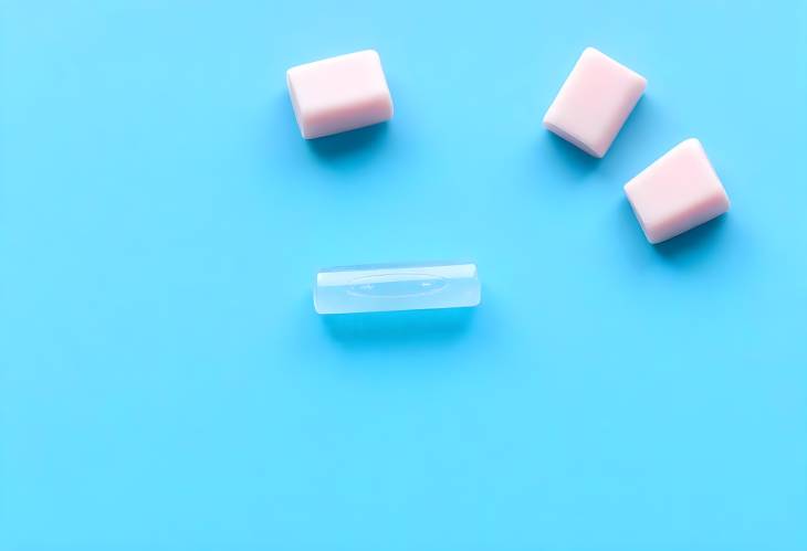 Colorful Chewing Gum on Blue Background A Delightful Candy Experience