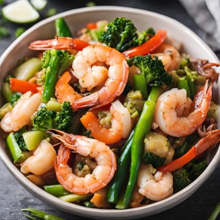 Colorful Chinese Stir Fry Shrimp with Fresh Vegetables