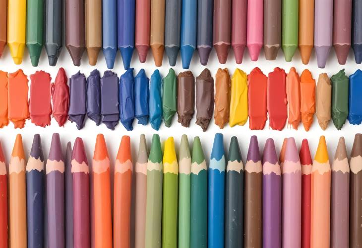 Colorful Crayon Wax Assortment Isolated on White Background