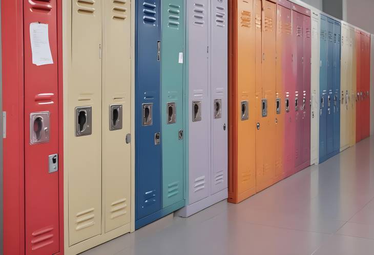 Colorful Lockers with Handles Close Up Photography for Modern School and Office Storage Solutions