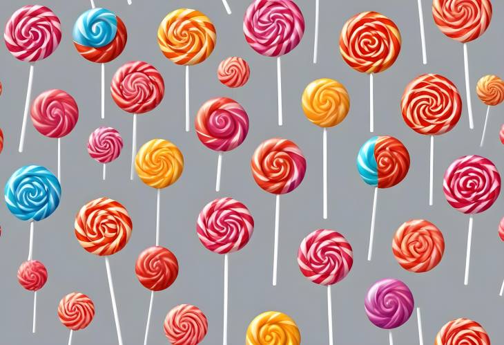 Colorful Lollipops on White Background