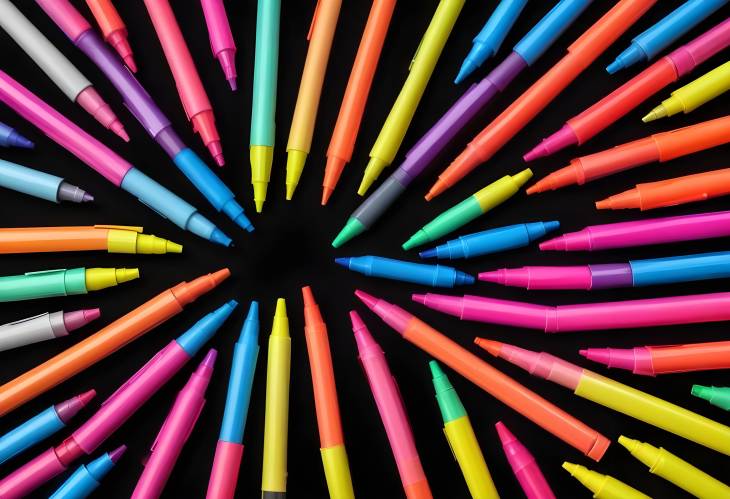 Colorful Marker Pen Set with Highlighters Isolated Background and Clipping Path