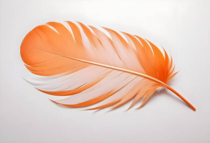 Colorful Orange Bird Feather Isolated on White Background  Elegant and Detailed Design