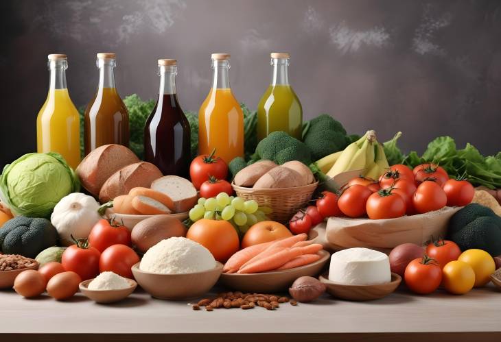 Colorful Organic Food Collection on a Stylish Kitchen Table