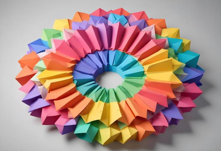 Colorful Paper Crafting Origami Units in a Rainbow Circle