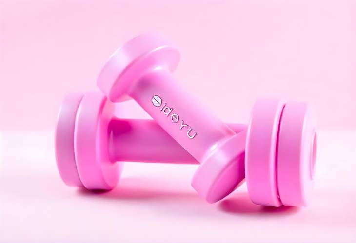 Colorful Pink Dumbbell for Fitness on Pink and Turquoise Background